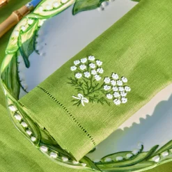 Mrs. Alice Hydrangea Green Linen Napkins (Set of 4)< Napkins | For Her