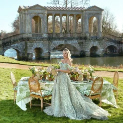 Mrs. Alice Hydrangea Green Linen Napkins (Set of 4)< Napkins | For Her