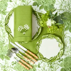 Mrs. Alice Hydrangea Green Linen Napkins (Set of 4)< Napkins | For Her