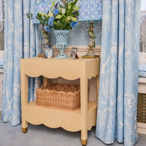 Mrs. Alice Irene Grasscloth Table< Furniture