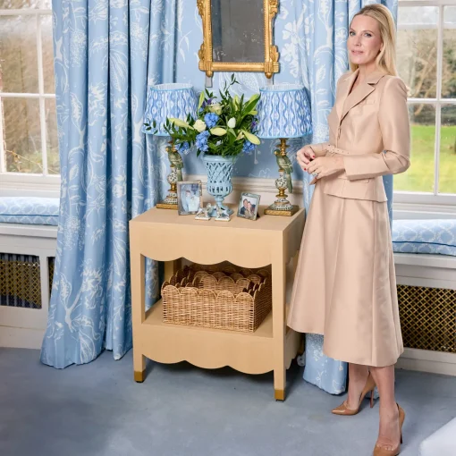 Mrs. Alice Irene Grasscloth Table< Furniture