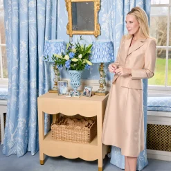 Mrs. Alice Irene Grasscloth Table< Furniture