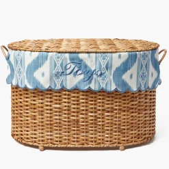 Mrs. Alice Isabella Rattan Basket with Ikat Liner (Medium)< For The Hostess | For The Rattan Lover
