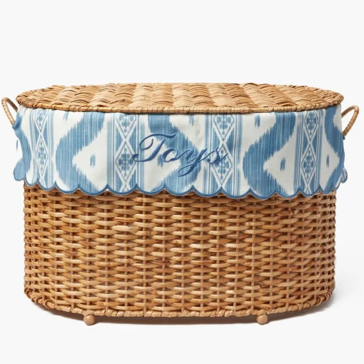 Mrs. Alice Isabella Rattan Basket with Ikat Liner (Medium)< For The Hostess | For The Rattan Lover