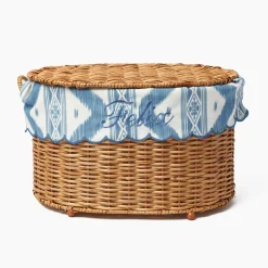 Mrs. Alice Isabella Rattan Basket with Ikat Liner (Small)< For The Hostess | For The Rattan Lover