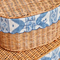 Mrs. Alice Isabella Rattan Basket with Ikat Liner (Small)< For The Hostess | For The Rattan Lover
