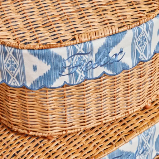 Mrs. Alice Isabella Rattan Basket with Ikat Liner (Small)< For The Hostess | For The Rattan Lover