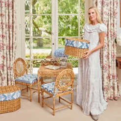 Mrs. Alice Isabella Rattan Basket with Ikat Liner (Small)< For The Hostess | For The Rattan Lover
