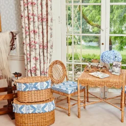 Mrs. Alice Isabella Rattan Basket with Ikat Liner (Medium)< For The Hostess | For The Rattan Lover