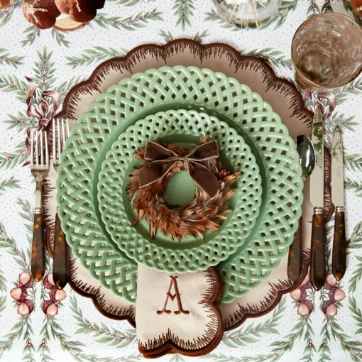Mrs. Alice Isabella Taupe & Chocolate Placemats (Set of 4)< Placemats