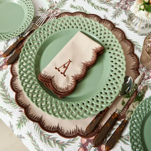 Mrs. Alice Isabella Taupe & Chocolate Napkins (Set of 4)< Napkins | Mrs. Alice Monogram