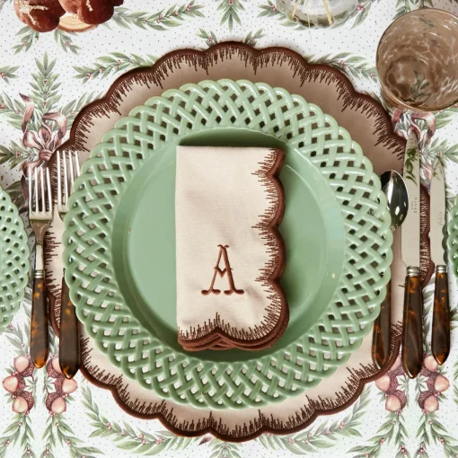 Mrs. Alice Isabella Taupe & Chocolate Napkins (Set of 4)< Napkins | Mrs. Alice Monogram