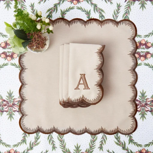 Mrs. Alice Isabella Taupe & Chocolate Napkins (Set of 4)< Napkins | Mrs. Alice Monogram