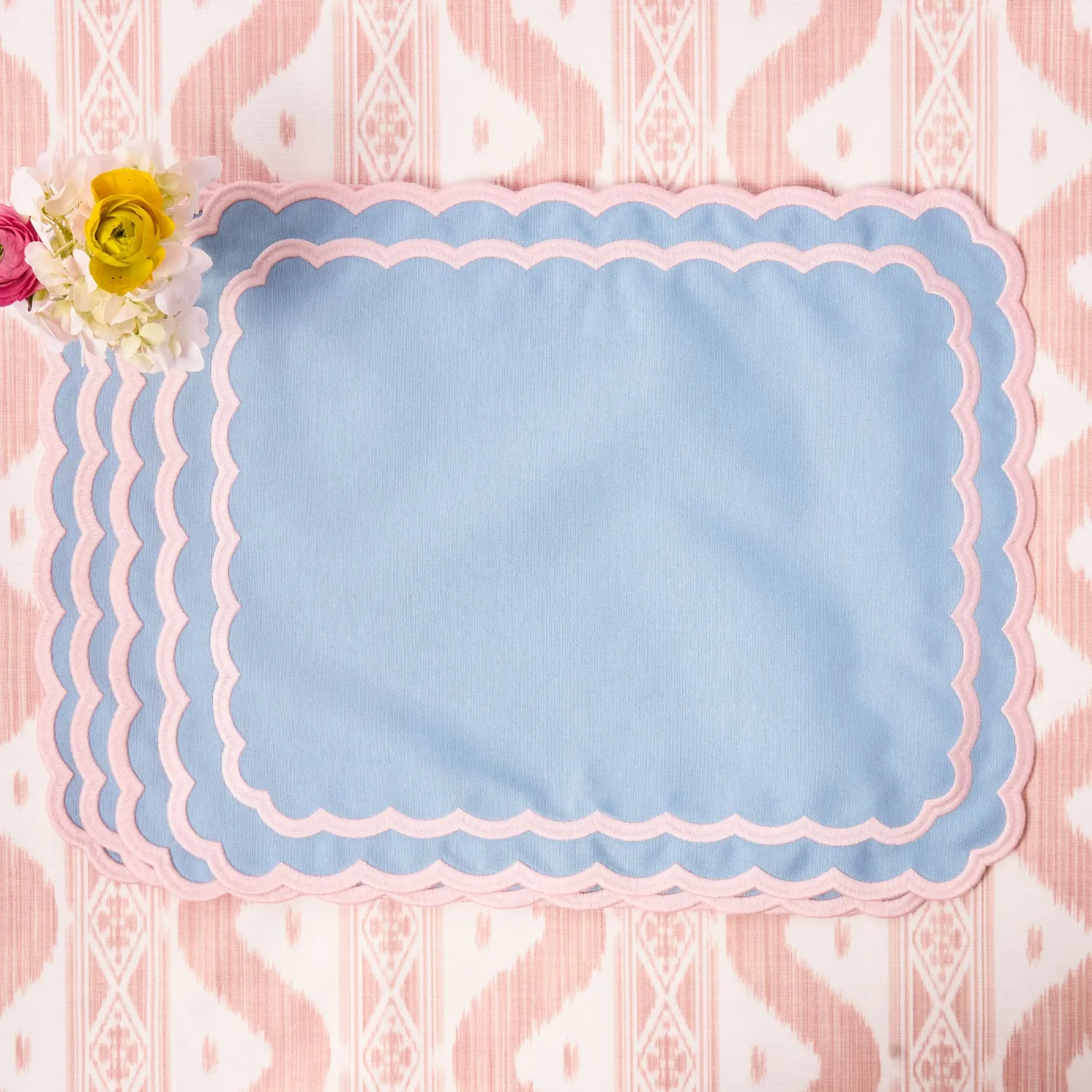 Mrs. Alice Isla Blue & Pink Placemats & Napkins (Set of 4)< Table Linen Sets | Mrs. Alice Monogram