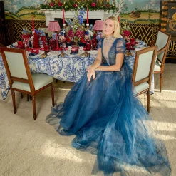 Mrs. Alice Isla Blue Toile Tablecloth< Tablecloths