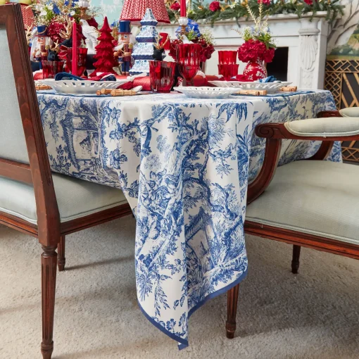 Mrs. Alice Isla Blue Toile Tablecloth< Tablecloths