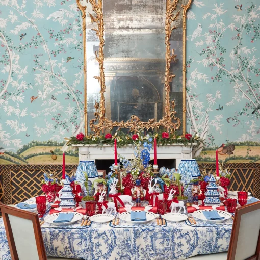 Mrs. Alice Isla Blue Toile Tablecloth< Tablecloths