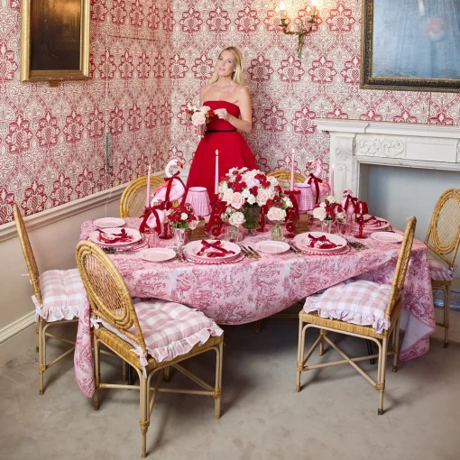 Mrs. Alice Isla Pink Toile Tablecloth< Tablecloths