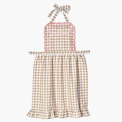 Mrs. Alice Isla Putty & Pink Gingham Apron< Mrs. Alice Monogram | Monogrammable Gifts