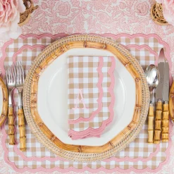 Mrs. Alice Isla Putty & Pink Gingham Napkins (Set of 4)< Napkins | Mrs. Alice Monogram