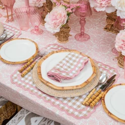 Mrs. Alice Isla Putty & Pink Gingham Placemats & Napkins (Set of 4)< Table Linen Sets | Mrs. Alice Monogram