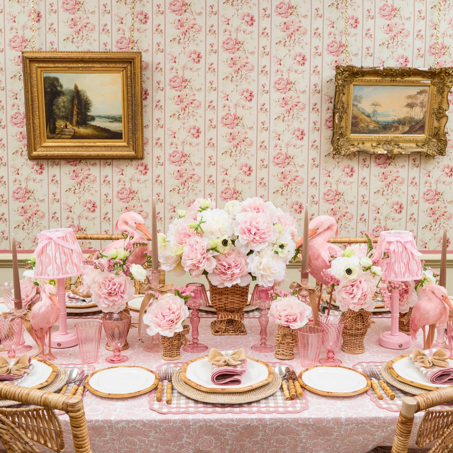 Mrs. Alice Isla Putty & Pink Gingham Placemats & Napkins (Set of 4)< Table Linen Sets | Mrs. Alice Monogram