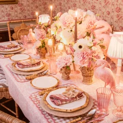 Mrs. Alice Isla Putty & Pink Gingham Placemats & Napkins (Set of 4)< Table Linen Sets | Mrs. Alice Monogram