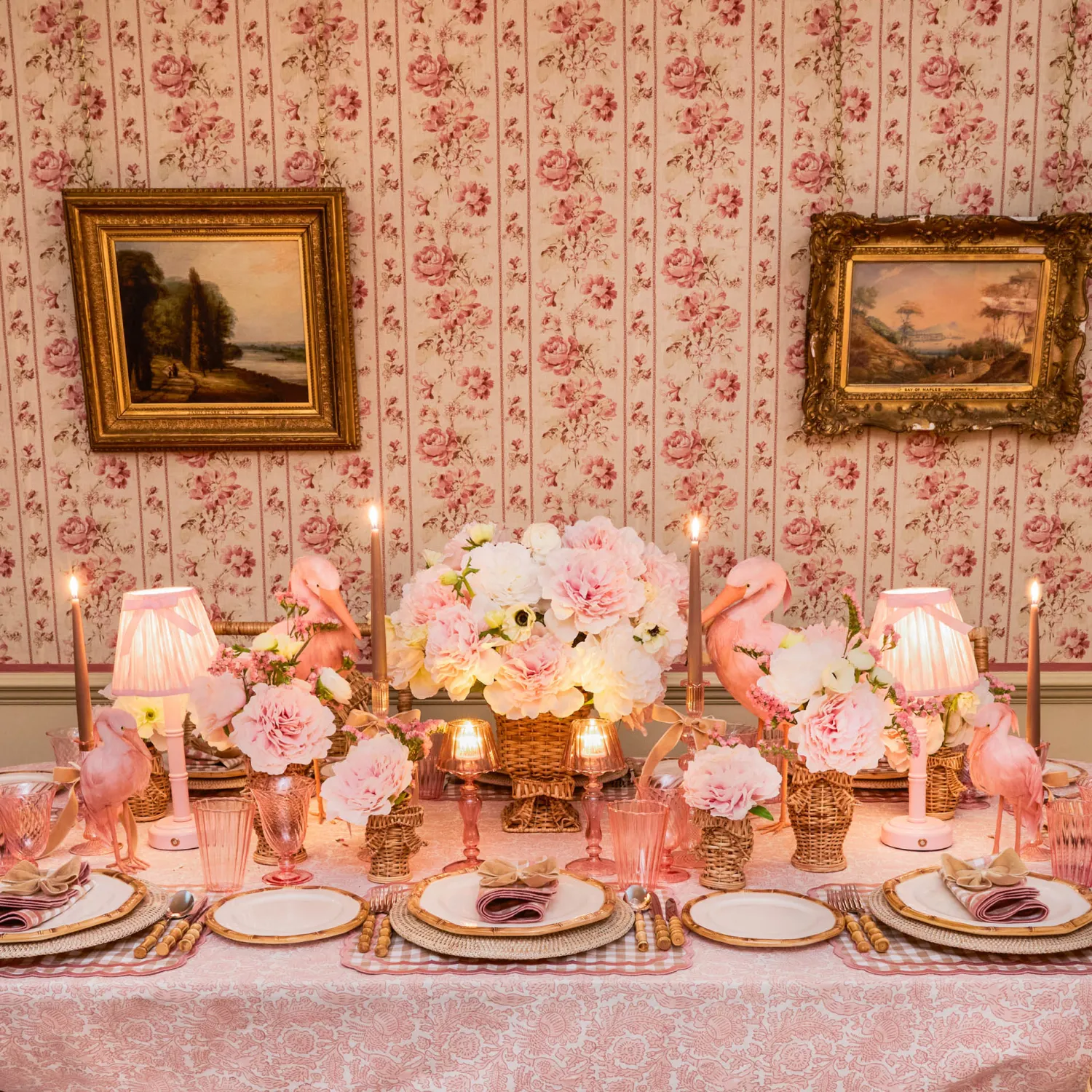 Mrs. Alice Isla Putty & Pink Gingham Placemats & Napkins (Set of 4)< Table Linen Sets | Mrs. Alice Monogram