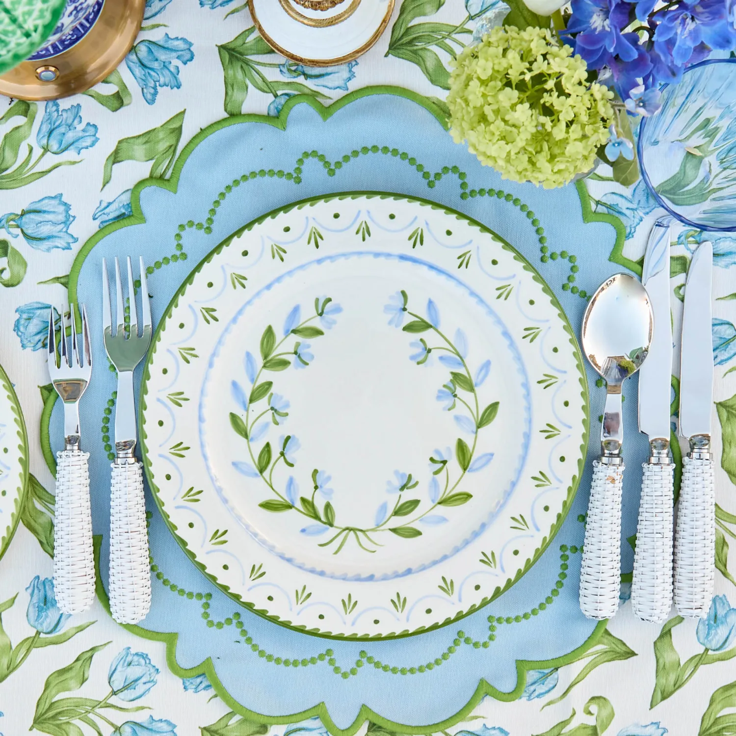 Mrs. Alice Josephine Green & Blue Dinner Plate< Dinner Plates