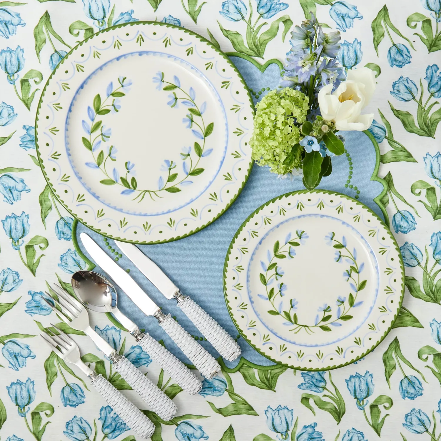 Mrs. Alice Josephine Green & Blue Dinner Plate< Dinner Plates