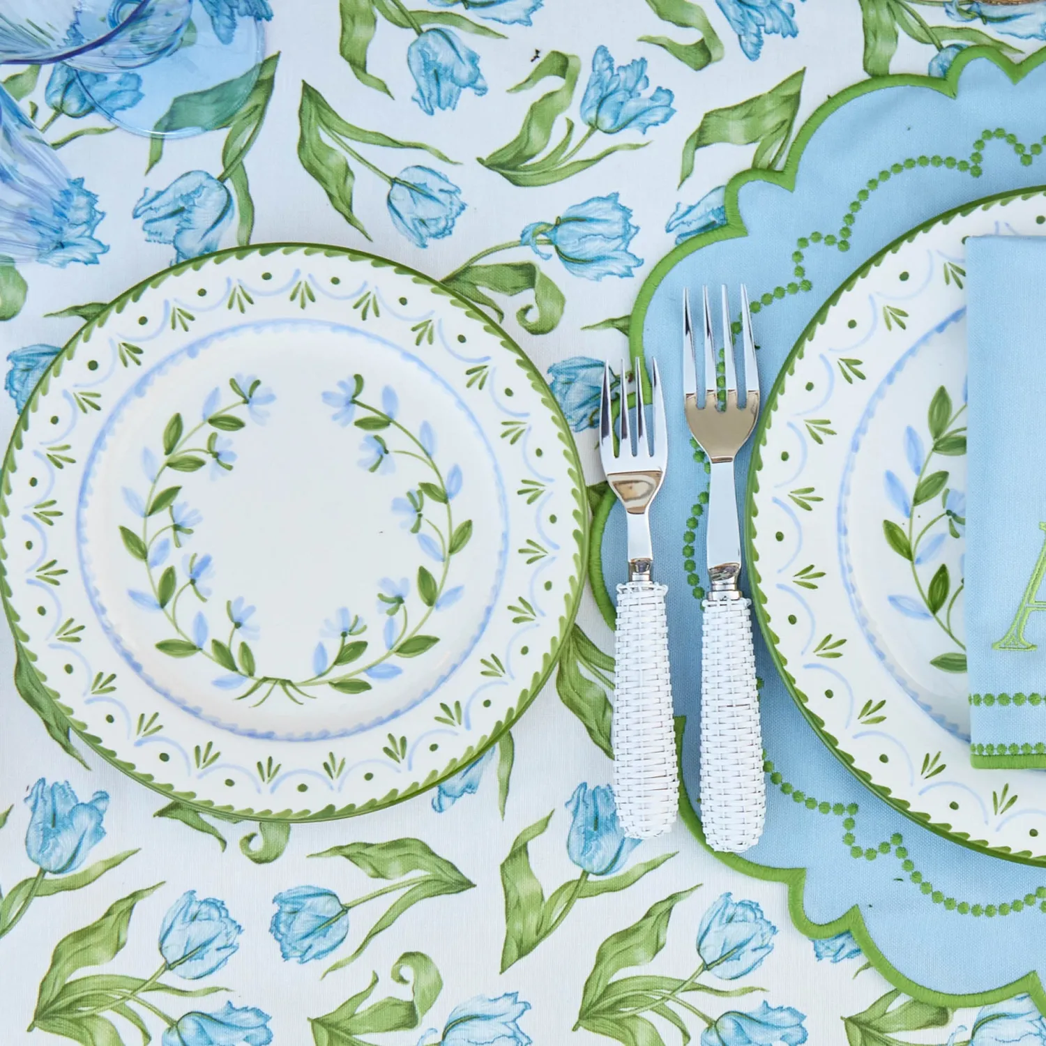 Mrs. Alice Josephine Green & Blue Dinner Plate< Dinner Plates