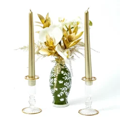 Mrs. Alice Joy Gold Fluted Candle Holder (Pair)< Summer Candleware | Candle Holders