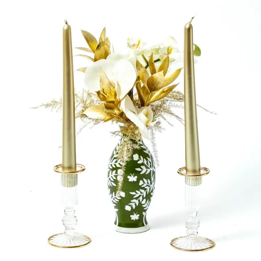 Mrs. Alice Joy Gold Fluted Candle Holder (Pair)< Summer Candleware | Candle Holders