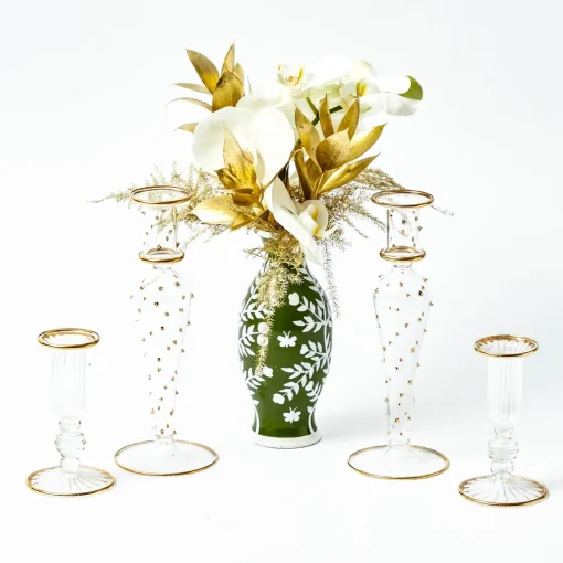 Mrs. Alice Joy Gold Fluted Candle Holder (Pair)< Summer Candleware | Candle Holders