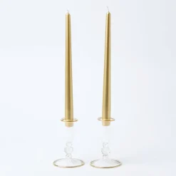 Mrs. Alice Joy Gold Fluted Candle Holder (Pair)< Summer Candleware | Candle Holders
