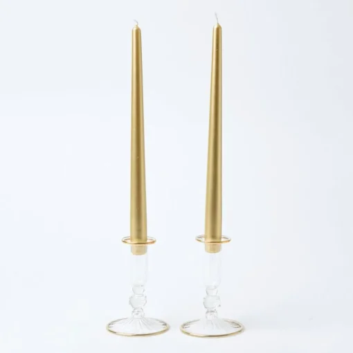 Mrs. Alice Joy Gold Fluted Candle Holder (Pair)< Summer Candleware | Candle Holders