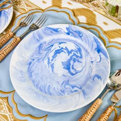 Mrs. Alice Julia Blue Marbled Dinner Plate (Set of 4)< Summer Crockery | Dinner Plates