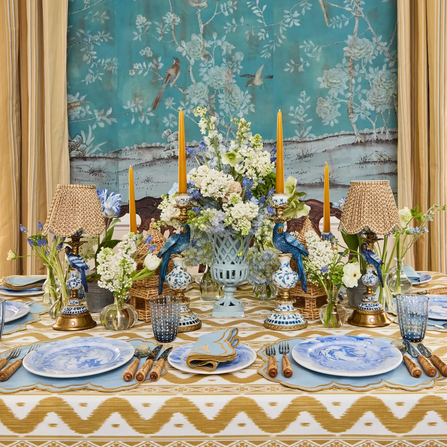 Mrs. Alice Julia Blue Marbled Dinner Plate (Set of 4)< Summer Crockery | Dinner Plates