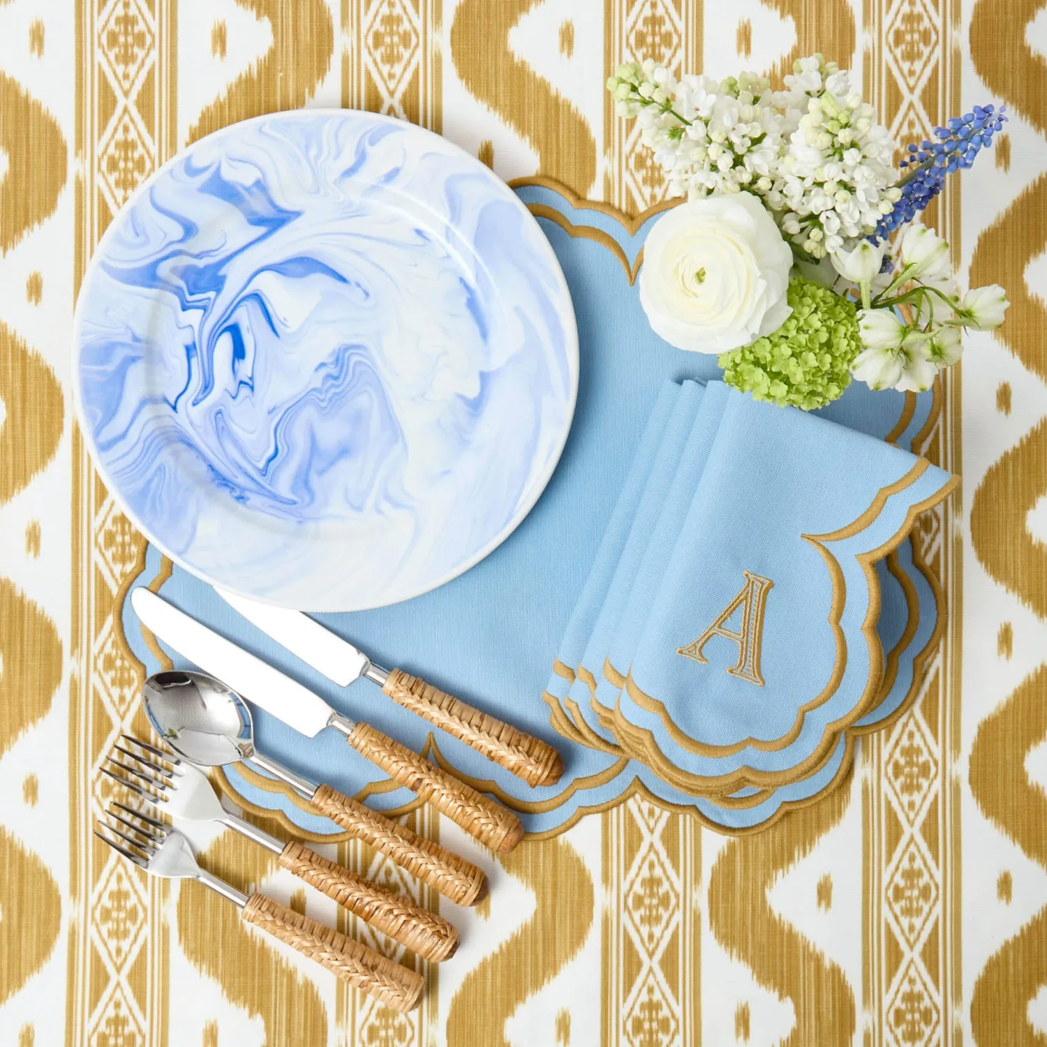 Mrs. Alice Julia Blue Marbled Dinner & Starter Plates (Set of 8)< Summer Crockery | Crockery Sets