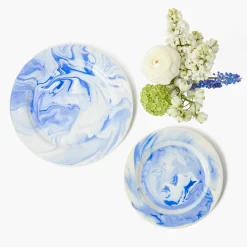 Mrs. Alice Julia Blue Marbled Starter Plate (Set of 4)< Summer Crockery | Starter Plates