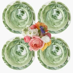 Mrs. Alice Julia Green Marbled Dinner & Starter Plates (Set of 8)< Summer Crockery | Crockery Sets