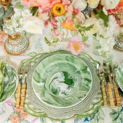 Mrs. Alice Julia Green Marbled Dinner Plate< Summer Crockery | Dinner Plates