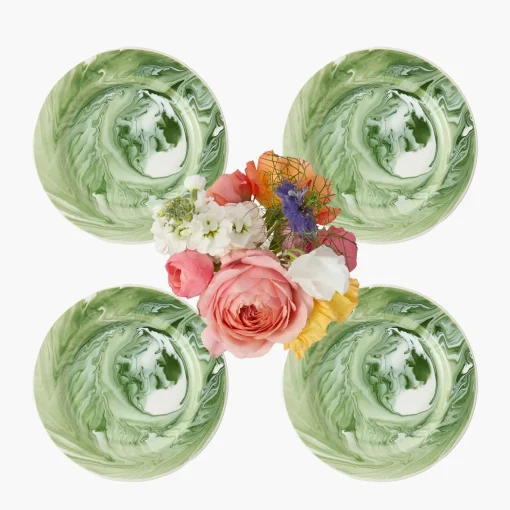 Mrs. Alice Julia Green Marbled Starter Plates (Set of 4)< Summer Crockery | Starter Plates