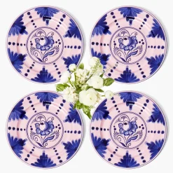 Mrs. Alice Kamari Pink & Blue Dinner Plates (Set of 4)< Dinner Plates | Crockery Sets