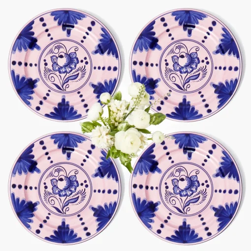 Mrs. Alice Kamari Pink & Blue Dinner Plates (Set of 4)< Dinner Plates | Crockery Sets