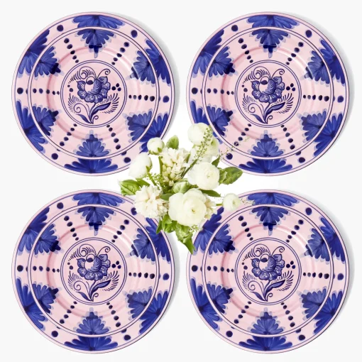 Mrs. Alice Kamari Pink & Blue Dinner & Starter Plates (Set of 8)< Crockery Sets