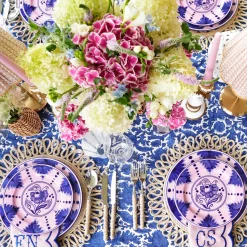 Mrs. Alice Kamari Pink & Blue Dinner Plates (Set of 4)< Dinner Plates | Crockery Sets
