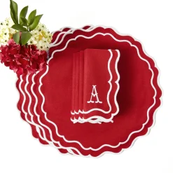 Mrs. Alice Katherine Berry Red Placemats & Napkins (Set of 4)< Table Linen Sets | Mrs. Alice Monogram