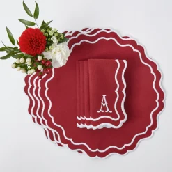 Mrs. Alice Katherine Berry Red Placemats & Napkins (Set of 4)< Table Linen Sets | Mrs. Alice Monogram