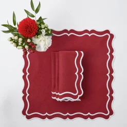 Mrs. Alice Katherine Berry Red Placemats & Napkins (Set of 4)< Table Linen Sets | Mrs. Alice Monogram